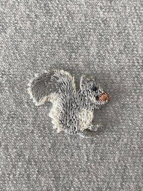 1 Embroidered Little Grey Squirrel Iron-on Patch 3cm x 2.5cm